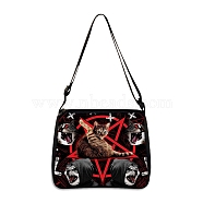 Polyester Bag, Gothic Style Adjustable Shoulder Bag for Wiccan Lovers, Cat Shape, 30x25cm(PW-WG55324-24)