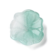 Transparent Glass Beads Caps, Lotus Leaf, Medium Aquamarine, 25x24x6mm, Hole: 1.4mm(GLAA-A011-08B)