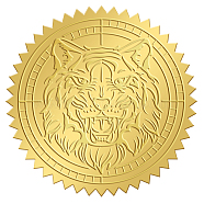 Self Adhesive Gold Foil Embossed Stickers, Medal Decoration Sticker, Tiger Pattern, 50x50mm(DIY-WH0211-314)