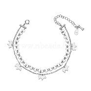SHEGRACE Rhodium Plated 925 Sterling Silver Bracalets, Multi-strand Bracelet, with S925 Stamp, Animal Silhouette, Platinum, 6-1/4 inch(160mm)(JB455A)