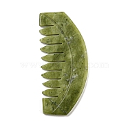 Natural Xiuyan Jade Massage Combs, Massaging Tools for Hair Care Body Relief, Green, 40.5x91.5x5mm(AJEW-K045-01A)