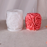 Valentine's Day 3D Rose Pillar DIY Candle Silicone Molds, for Scented Candle Making, White, 11x10cm(DIY-K064-03A)