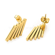 Ion Plating(IP) 304 Stainless Steel Rhombus Stud Earrings for Women, Golden, 23x9.5x3mm, Pin: 0.8mm(EJEW-A089-05G)