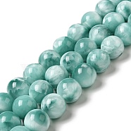 Natural Glass Beads Strands, Grade A, Round, Undyed, Aqua Blue, 20mm, Hole: 1.4mm, about 20pcs/strand, 15.5~15.7''(39.37~39.88cm)(G-I247-31H)