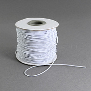 Round Elastic Cord, with Fibre Outside and Rubber Inside, for Bracelet String, DIY Face Cover Mouth Cover, White, 1mm, about 109.36 yards(100m)/roll(EC-R001-1mm-001A)