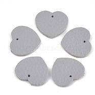 Eco-Friendly Cowhide Pendants, Heart, Light Grey, 17x19x1mm, Hole: 1.5mm(X-FIND-T045-24A-02)