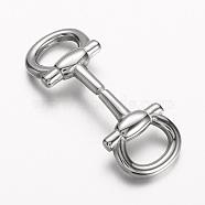 304 Stainless Steel Clasps, Stainless Steel Color, 42.5x16x5mm, Hole: 6x10mm(STAS-E133-017P)