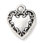 Tibetan Style Alloy Charms, Heart Charm, Antique Silver, 12x9.5x2mm, Hole: 1.5mm, about 847pcs/500g(PALLOY-P293-059AS)