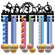 Fashion Wood Medal Hanger Holder, 2 Line Display Wall Rack, with Screws & Anchor Plug, Gymnastics, Sports, 150x400mm, Hole: 5mm(ODIS-WH0041-035)