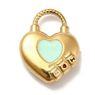 Ion Plating(IP) 304 Stainless Steel Pendants, with Enamel, Golden, Heart with Word I Love You, Aquamarine, 18x14x4.5mm, Hole: 6x5.5mm(STAS-H175-05G)