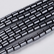 Non-Magnetic Synthetic Hematite Beads, Column, Black, 4x5mm, Hole: 1mm, about 80pcs/strand, 16 inch(X-G-H1089-1)
