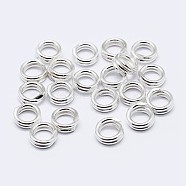 925 Sterling Silver Split Jump Rings, Double Loop Jump Rings, Round Rings, Silver, 7x1mm, Inner Diameter: 5.5mm(STER-F036-01S-0.6x7m)