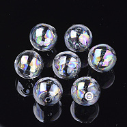 Handmade Blown Glass Globe Beads, AB Color Plated, Round, Clear AB, 18x17~17.5mm, Hole: 2~2.5mm(X-DH017J-1-18mm-AB)