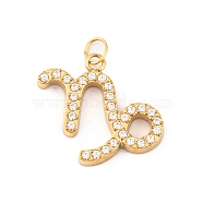 316 Stainless Steel Micro Pave Cubic Zirconia Pendants, with Jump Rings, Real 18K Gold Plated, 12 Constellation Charm, Real 18K Gold Plated, Capricorn, 14x15.5x2mm, Hole: 2.5mm(STAS-K284-01E-G)