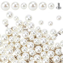 ABS Imitation Pearl Snap Rivet Butt Screw, for Scrapbook Photo Albums Binding and Leather Saddles Purses Belt Repair, Round, Platinum, 10~14mm(DIY-GF0013-38)