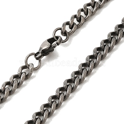 Retro 304 Stainless Steel Cuban Link Chain Necklaces, Antique Silver, 27.60 inch(70.1cm)(NJEW-L173-027AS-01)