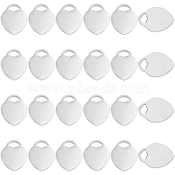 40Pcs 304 Stainless Steel Pendants, Heart, Stamping Blank Tag, Stainless Steel Color, 19x16x1mm, Hole: 7x4mm(STAS-DC0007-24)