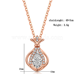 Elegant Water Drop Crown Brass Pendant Necklace with Cubic Zirconia and Moissanite, Golden, 15.75 inch(40cm)(DU3088)