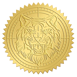 Self Adhesive Gold Foil Embossed Stickers, Medal Decoration Sticker, Tiger Pattern, 50x50mm(DIY-WH0211-314)