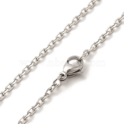 Tarnish Resistant 304 Stainless Steel Necklaces, Cable Chain Necklace, with Lobster Claw Clasps, Stainless Steel Color, 17.7 inch(45cm)(NJEW-F027-40-2mm)