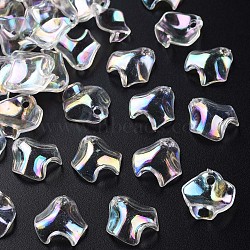 Transparent Acrylic Pendants, AB Color Plated, Petal, Clear AB, 15.5x15x5mm, Hole: 2mm, about 2200pcs/500g(MACR-S373-106-C05)