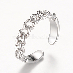 Brass Cuff Finger Rings, Platinum, 17mm(RJEW-T001-15P)