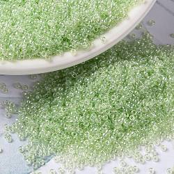 MIYUKI Round Rocailles Beads, Japanese Seed Beads, 15/0, (RR371) Pale Moss Green Luster, 1.5mm, Hole: 0.7mm, about 27777pcs/50g(SEED-X0056-RR0371)