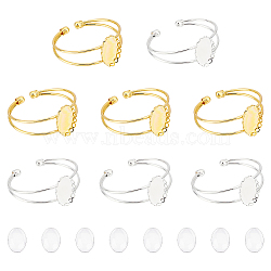 DIY Oval Blank Dome Open Bangle Making Kit, Including Alloy Double Wire Cuff Bangle Makings, Glass Cabochons, Platinum & Golden, 16Pcs/box(DIY-UN0004-50)