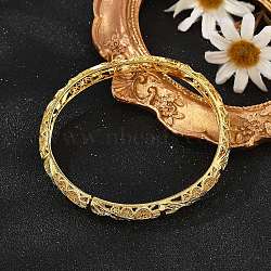 Brass Bangles for Women, Wheel, Rack Plating, Golden, 1/4 inch(0.8cm), Inner Diameter: 2-3/8 inch(5.95cm)(BJEW-D313-03G)