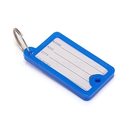 Polypropylene(PP) Key Tags, with Iron Split Ring Label Window, for Luggage Tag Keychain, Rectangle, Blue, 46.5x25x5mm, Hole: 3mm, Inner Size: 36.5x19mm, Ring: 18x2mm, Inner Diameter: 16mm(AJEW-WH0114-45B)