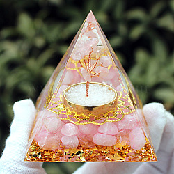 Orgonite Pyramid Resin Energy Generators, Natural Rose Quartz Display Decorations, for Home Office Desk Decoration, 60mm(PW-WG427A5-01)