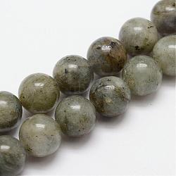 Natural Labradorite Bead Strands, Round, 4mm, Hole: 1mm, about 95pcs/strand, 15.4 inch(G-O155-05A-4mm)