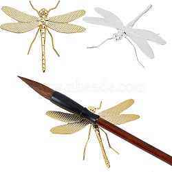 2Pcs 2 Colors Alloy Display Decoration, 3D Dragonfly, for Chinese Calligraphy Brush Pen Stand, Kungfu Tea Pet, Platinum, 82x90x35mm, 1pc/color(OFST-CA0001-01)