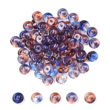 Electroplate Transparent Colours Rainbow Glass Seed Beads, Donut, Sienna, 6.5x3mm, Hole: 1.2mm, about 2500pcs/pound