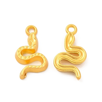 Rack Plating Alloy Pendants, Lead Free & Cadmium Free & Nickel Free, Snake Charm, Matte Gold Color, 20x11x2.6mm, Hole: 2mm