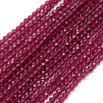 Natural Garnet Beads Strand, Faceted, Round, 2mm, Hole: 0.5mm, about 150pcs/strand, 15.35 inch(39cm)