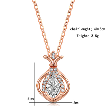 Elegant Water Drop Crown Pendant Necklace with Zircon and Moissanite