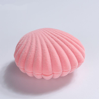 Shell Shaped Velvet Jewelry Storage Boxes, Jewelry Gift Case for Earrings Pendants Rings, Pink, 6x5.5x3cm