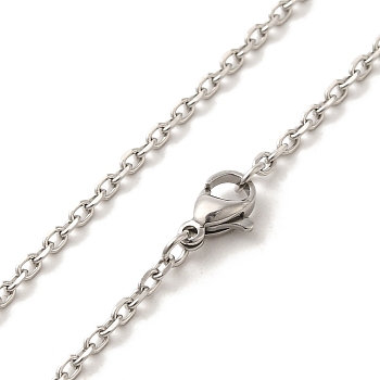 Tarnish Resistant 304 Stainless Steel Necklaces, Cable Chain Necklace, with Lobster Claw Clasps, Stainless Steel Color, 17.7 inch(45cm)