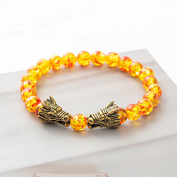 Synthetic Amber Stretch Bracelet with Dragon Clasps