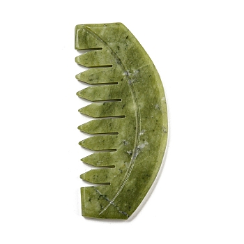 Natural Xiuyan Jade Massage Combs, Massaging Tools for Hair Care Body Relief, Green, 40.5x91.5x5mm