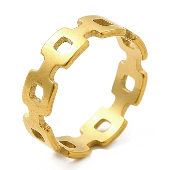 Ion Plating(IP) 201 Stainless Steel Finger Rings, Hollow Out Rectangle Rings for Women, Golden, 5mm, Inner Diameter: 17mm