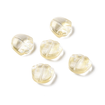 Transparent Spray Painted Glass Beads, Bear Claw Print, Champagne Yellow, 14x14x7mm, Hole: 1mm