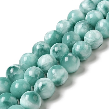 Natural Glass Beads Strands, Grade A, Round, Undyed, Aqua Blue, 20mm, Hole: 1.4mm, about 20pcs/strand, 15.5~15.7''(39.37~39.88cm)