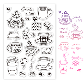 PVC Plastic Stamps, for DIY Scrapbooking, Photo Album Decorative, Cards Making, Stamp Sheets, Cup Pattern, 16x11x0.3cm