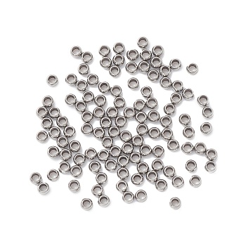 304 Stainless Steel Spacer Beads, Round, Stainless Steel Color, 3x2mm, Hole: 1.5mm
