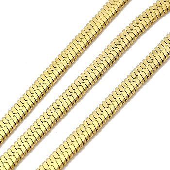 Ion Plating(IP) 3304 Stainless Steel Flat Snake Chains, with Spool, Soldered, Golden, 5x1.5mm