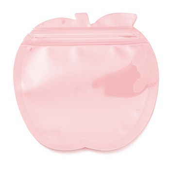 Apple Shaped Plastic Packaging Yinyang Zip Lock Bags, Top Self Seal Pouches, Pink, 10.2x10.1x0.15cm, Unilateral Thickness: 2.5 Mil(0.065mm)