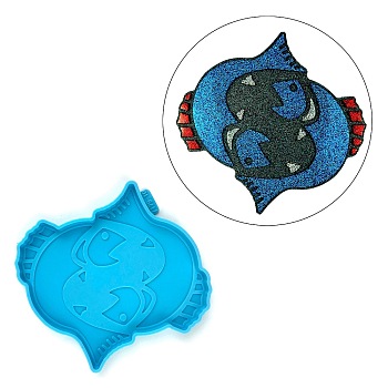Constellation Silicone Cup Mat Molds, Resin Coaster Molds, UV Resin & Epoxy Resin Craft Making, Pisces, 124x126x9mm
