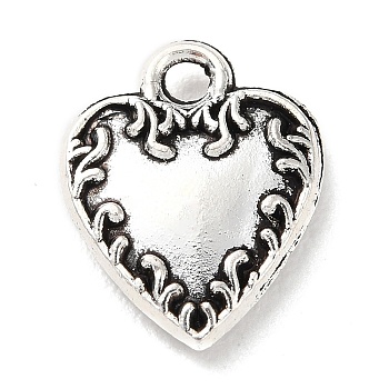 Tibetan Style Alloy Charms, Heart Charm, Antique Silver, 12x9.5x2mm, Hole: 1.5mm, about 847pcs/500g